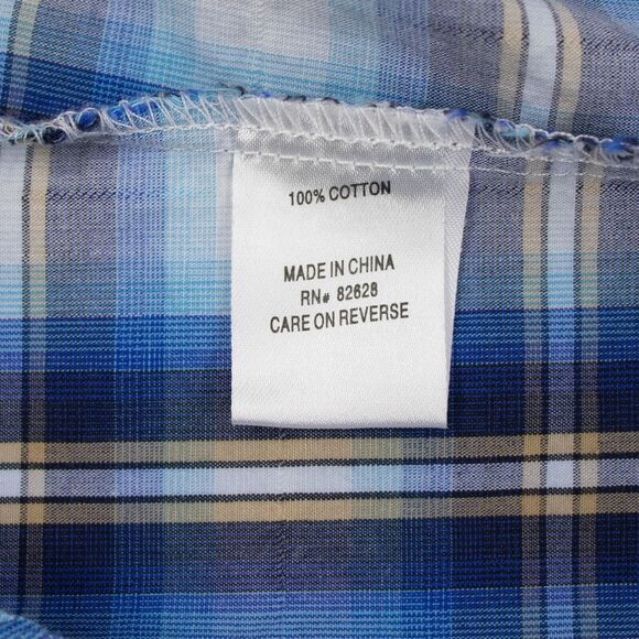 A. Prodigee Blue Multicolor Button Up Short Sleeve Shirt Mens SIZE L - Picture 8 of 8